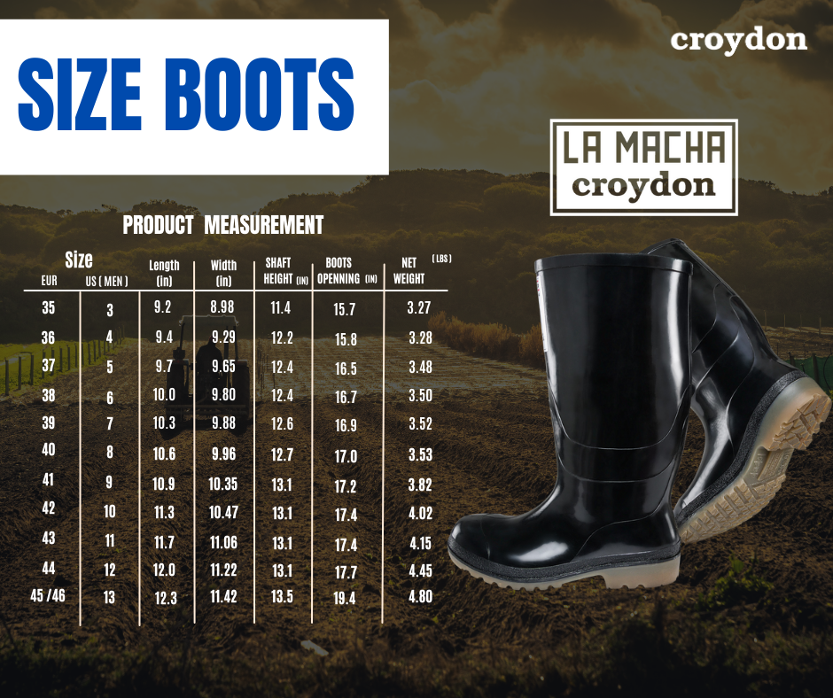 Croydon La Macha Alta Tall PVC Work Boots Black Waterproof Agriculture Poultry Farm Livestock