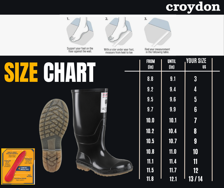 Croydon Workman Safety Steel Toe Waterproof Work Boots Men Black PVC Construction Oil Resistant