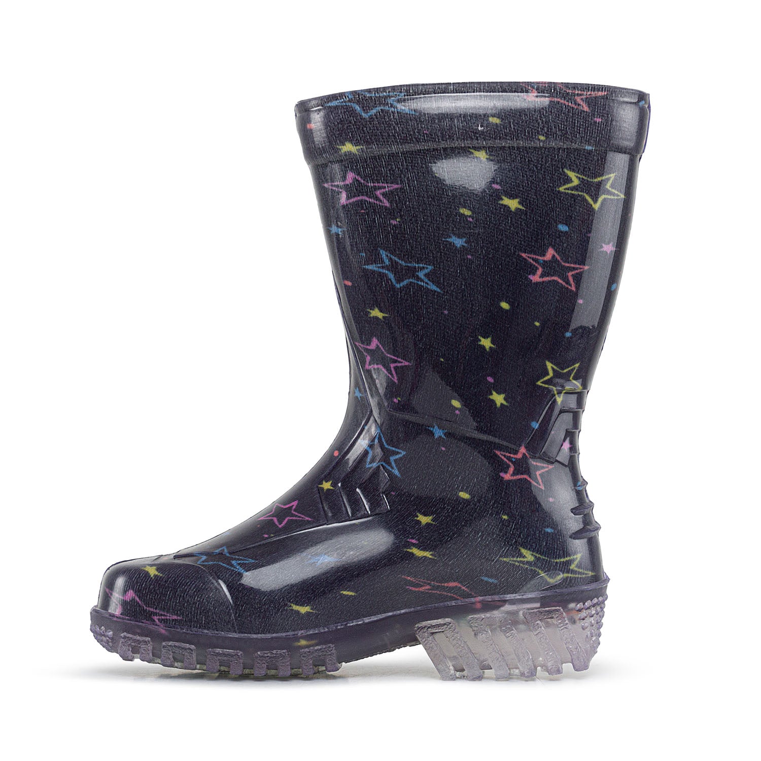 Croydon Frans Multicolor children's rain boots, waterproof, with lights and made of PVC, with a multicolored print for outdoor play