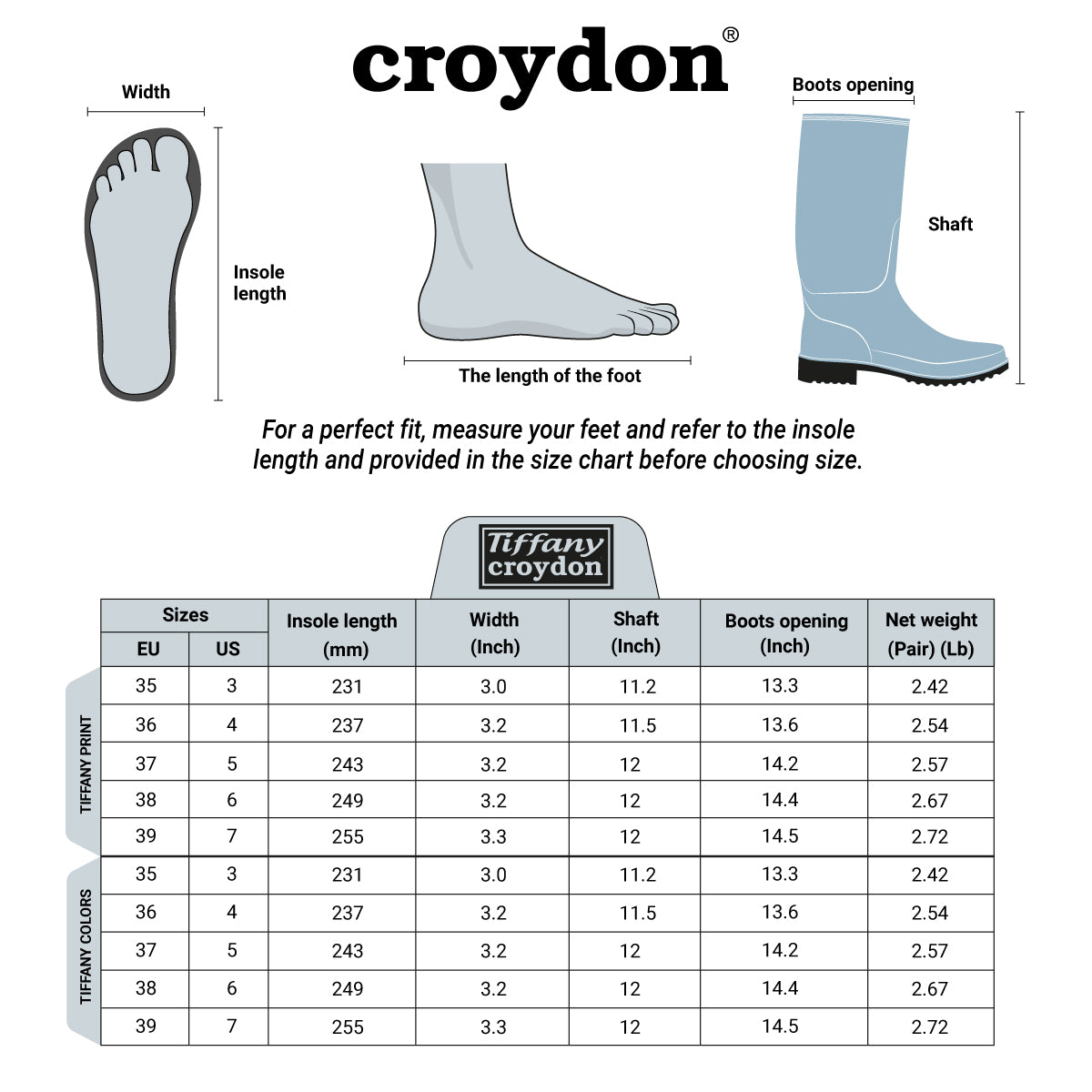 Croydon Tiffany Colors Women Rain Boots PVC Waterproof Garden Outdoor