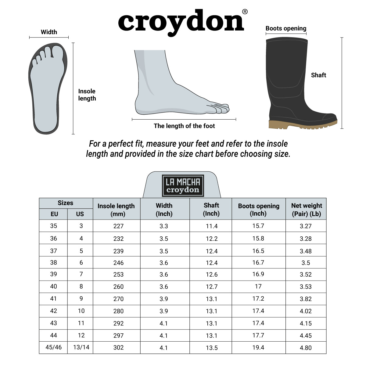 Croydon La Macha Alta Tall PVC Work Boots Black Waterproof Agriculture Poultry Farm Livestock